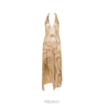 Emilio Pucci PUCCI Marmo print voile gold dress 12371396493576 TP72587681PUCCI Marmo print voile gold dress 12371396493576 TP72