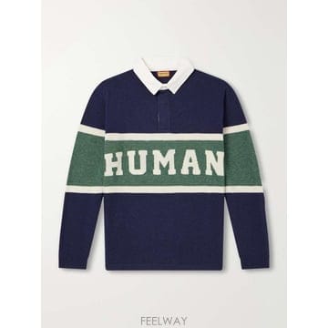 휴먼메이드 로고 울블렌드 폴로 스웨터 HM32CS001 B0082525403