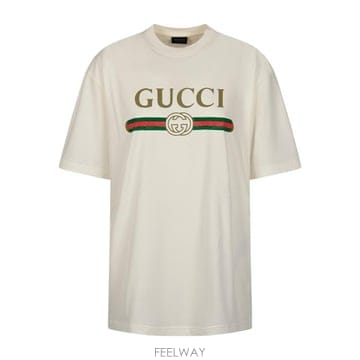 GUCCI 26FW ���� �ΰ� ����Ʈ ��ư ���� ��ũ Ƽ���� 865015 XJHUF9280 OFF WHITE MC26FW ���� �ΰ� ����Ʈ ��ư ���� ��ũ Ƽ���� 865015 XJH