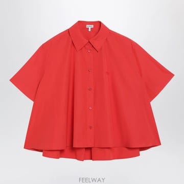 26 F/W 로에베 레드 A라인 코튼 셔츠 S359Y05XI5CO-7 B0052526915