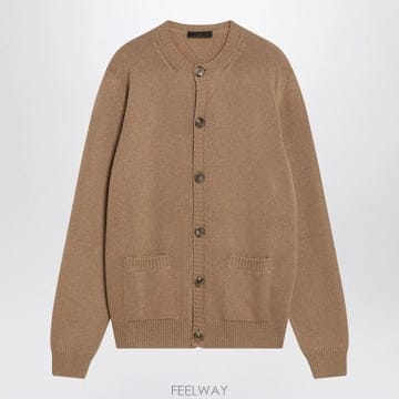 25 F/W 프라다 CAMELCOLOURED 가디건 인 캐시미어 UM B0052526944