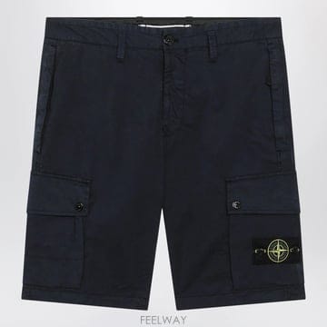 26 S/S 스톤 아일랜드 네이비 블루 스트레치 코튼 카고 쇼츠 S1 B0052526941