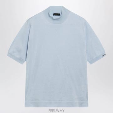 26 S/S 프라다 라이트 블루 숏-슬리브 코튼 탑 UMR681OOO B0052526961