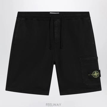 26 S/S 스톤 아일랜드 블랙 오가닉 코튼 후리스 조거팬츠 쇼츠 S B0052526963