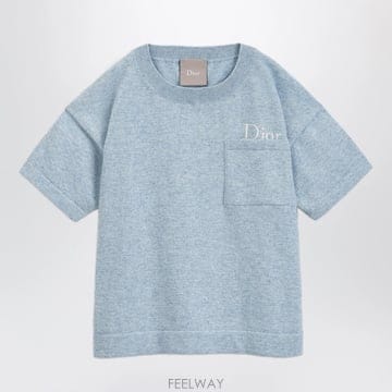 26 F/W 디올 라이트 블루 멜랑주 코튼 & 캐시미어 티셔츠 (KI B0052526997