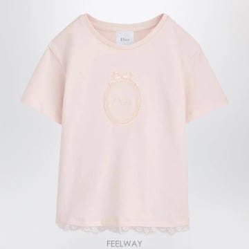 26 F/W 디올 페일 핑크 코튼 저지 티셔츠 (KIDS ) 6WBM B0052527032