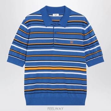 26 S/S 셀린느 라이트 블루 스트라이프 코튼 니트 폴로 셔츠 RY B0052527120