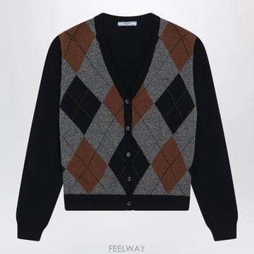 26 F/W 프라다 블루 캐시미어 아가일 가디건 P25O48OOO65 B0052527142