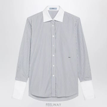 26 F/W 프라다 스카이블루 스트라이프 코튼 셔츠 P465JROOO B0052527141