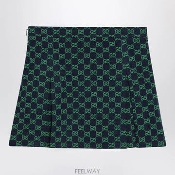 26 S/S 구찌 네이비 BLUEGREEN GG 코튼 피케 미니 스커 B0052527148