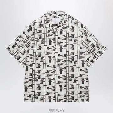 26 S/S 프라다 NATURALBURGUNDY 프린트 실크 셔츠 U B0052527210