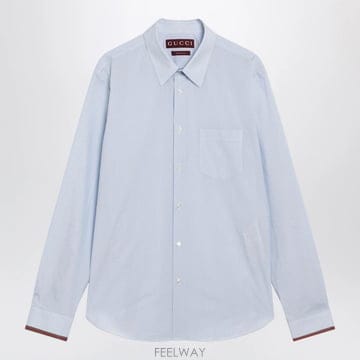 26 S/S 구찌 라이트 블루 스트라이프 셔츠 WITH 웹 디테일 8 B0052527823
