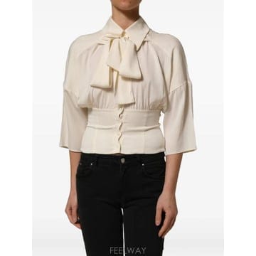 26 FW 돌체앤가바나 bow detailed gathered blouse TSH9225740 TP46049