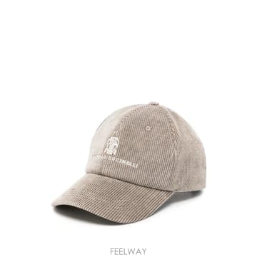 당일배송 브루넬로 쿠치넬리 로고 자수 코듀로이 베이스볼 캡