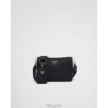26FW 프라다 남성 리나일론 사피아노 가죽 숄더백 블랙