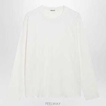 26 F/W 오라리 화이트 롱슬리브 코튼 & 캐시미어 티셔츠 A26A B0052530830