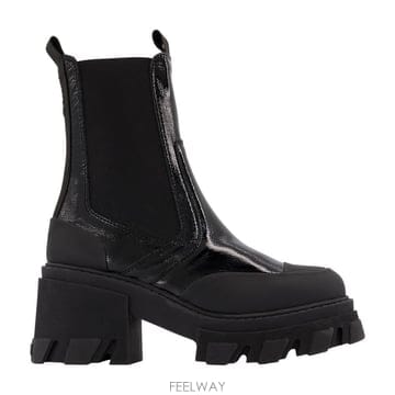 22 F/W 가니 CLEATED 미드 첼시 부츠 GANNI 레더 블랙 B0732336001