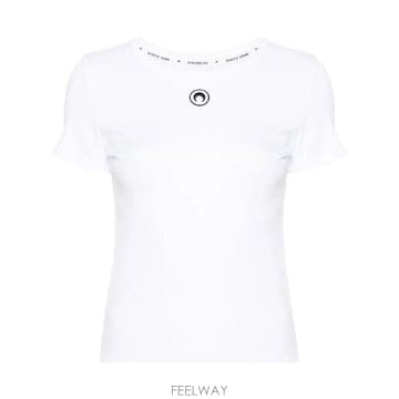 Marine Serre �׶�����Ÿ �ؿ� ���� ���� ���� LOGO COTTON Ƽ���� WTT012ACJER0008WH10�׶�����Ÿ �ؿ� ���� ���� ���� LOGO COTTON Ƽ���� WTT0
