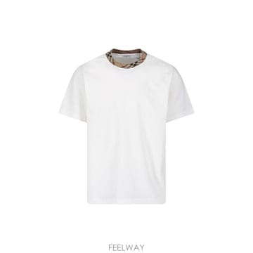 Burberry 27SS ������ üũ Ʈ���� ��ư Ƽ���� 8125510 B7078 WHITE27SS ������ üũ Ʈ���� ��ư Ƽ���� 8125510 B7078 WHIT