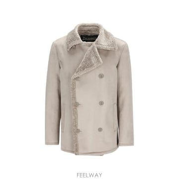 Herno 26 FW ������ faux shearling double breasted peacoat PE000054U1226 FW ������ faux shearling double breasted peacoat PE