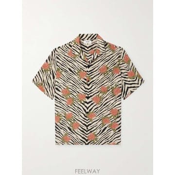 25 F/W 셀린느 캠프카라 프린트 실크 크레페 드 신 셔츠 2C94 B0081673441