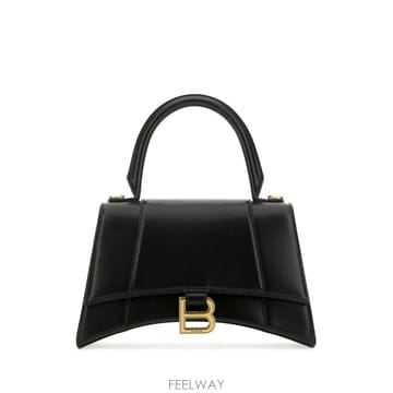 25SS 발렌시아가 아워글래스 샤이니 박스 카프스킨 스몰 핸드백 5935461QJ4M 1000 Black 1