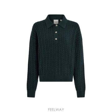 26 FW Varley 도티 케이블 니트 폴로 칼라 스웨터 VAR03599 TP460721481