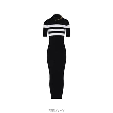 26 FW 장폴고띠에 striped chain detail midi dress 251FRO314M063 TP
