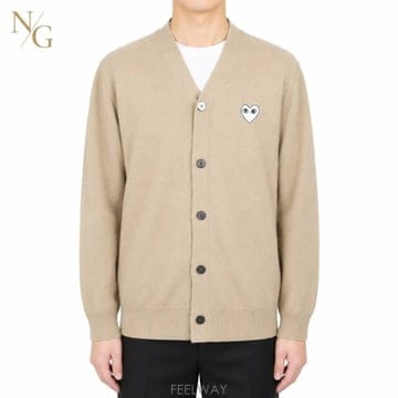 [정품/당일출고] 꼼데가르송 화이트 와펜 니트 가디건 베이지 XL / 105