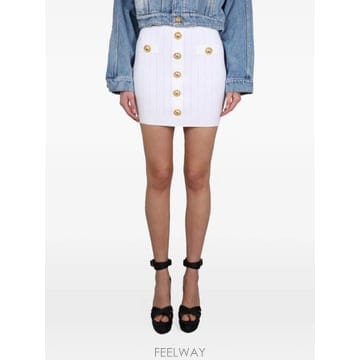 Balmain ���Ϲ�� �߸� button embellished ribbed skirt���Ϲ�� �߸� button embellished ribbed skirt