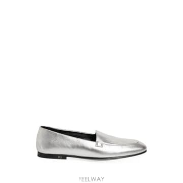당일배송 돌체앤가바나 silver leather DG logo slip on loafers